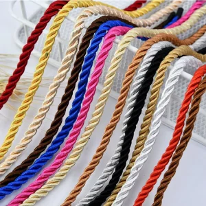 ST1089 Round Braided Cord Rayon Rope 2mm Satin Cord 3-ply Twisted Round Rope String Decoration Cord Jewelry Rope