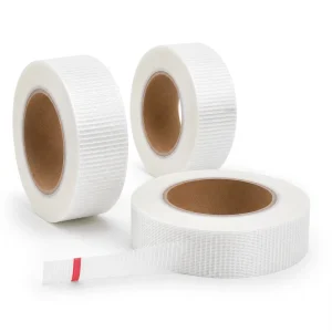 Single Sided Cross Filament Tape Clear PET Fiberglass Mesh Adhesive for Industrial Holding and Transport Stabilization
