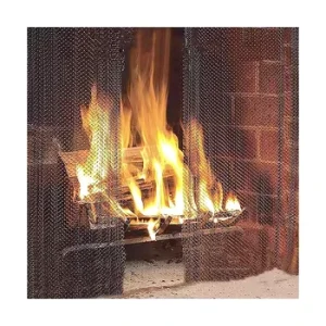 Stainless Steel Wire Twill Weave Chain Link Mesh Fireplace Panel Spark Fire Resistant Protective Door Hearth Screen Curtain