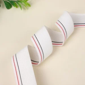 Striped Coated Jacquard Polyester Latex Elastic Webbing 30mm Fashion Binding Tape for Garment Sewing Accessories