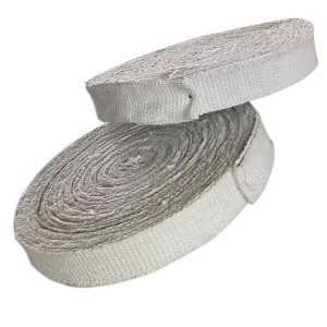 Thermal Insulation Refractory 1000C Plain Woven 2 5um White Ceramic Fiber Ribbon Tape Aluminum Foil ST Grade Glass 25 100mm