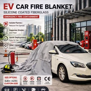 Waterproof & Oilproof Silicone Coated Fiberglass Car Fire Blanket Fiberglass Emergency Fire Suppression