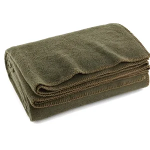 Wool Knitted Winter Fire Retardant Warm Durable Survival Emergency Blanket Olive Drab Green 66×90 for Camping Outdoor Use