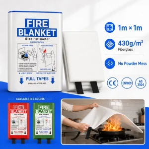 Workshop Fire Blanket Fiberglass PVC Hard Case 1*1m EN1869 Industrial Fire Safety Tool