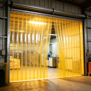 Yellow PVC Welding Screen Curtain Fire Resistant Safety Partition For Factory Workshop